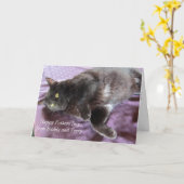 Carte de Fête des pères personnalisable avec chat (Fleur jaune)