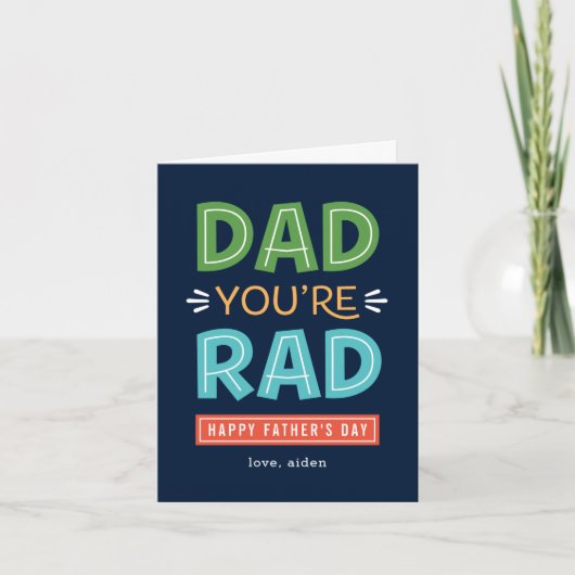 Carte de Fête des pères personnalisée Fun Rad Dad (Devant)