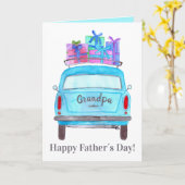 Carte de Fête des pères personnalisée Retro Car (Fleur jaune)