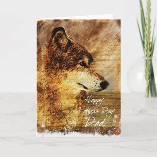 Carte de fête des pères pour papa avec Wolf Illust (Devant)
