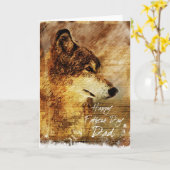 Carte de fête des pères pour papa avec Wolf Illust (Fleur jaune)