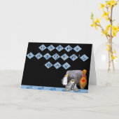 Carte de Fête des pères Retro Bowling Night Happy (Fleur jaune)