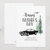Carte de fête des pères simple pinède voiture noir (Devant / Derrière)