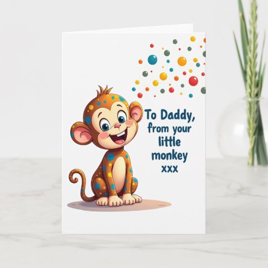 Carte de Fête des Pères Singe Joyeux (Devant)