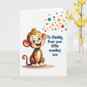 Carte de Fête des Pères Singe Joyeux (Fleur jaune)
