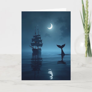 Carte de Fête des Pères sous la lumière de la lune