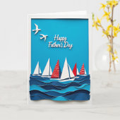 Carte de Fête des Pères sur le thème maritime (Fleur jaune)