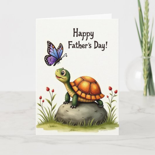 Carte de fête des pères Tortue joyeuse (Devant)