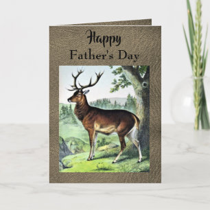 Carte de fête des pères vintage cerf buck de la pa