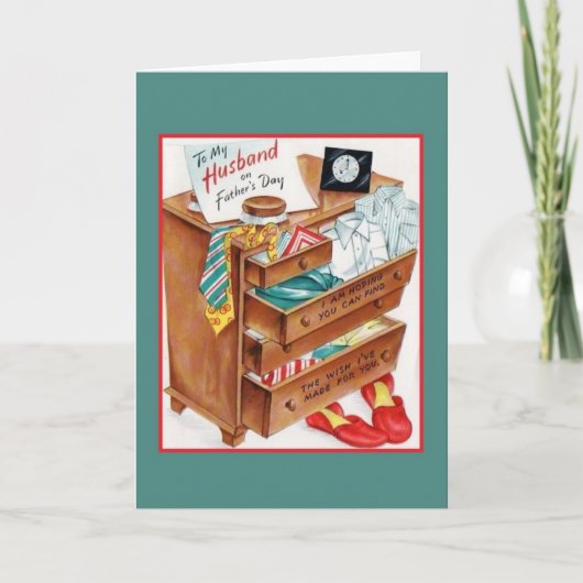 Carte de Fête des pères vintage pour mari (Devant)