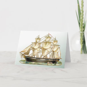 Carte de Fête des pères vintage Tall Ship
