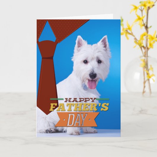 Carte de Fête des pères Westie (Fleur jaune)