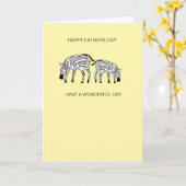 Carte de Fête des pères Zebras kenyane mignonne et (Fleur jaune)