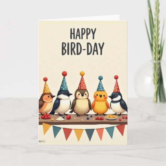 Carte de fête d'oiseau joyeuse (Devant)