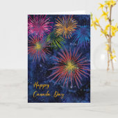 Carte de fête du Canada avec feux d'artifice (Fleur jaune)