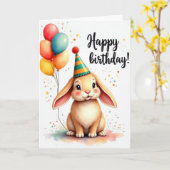 Carte de fête du Lapin Mignon (Fleur jaune)