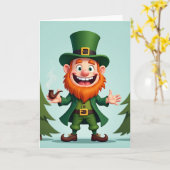 Carte de fête du Leprechaun joyeux (Fleur jaune)