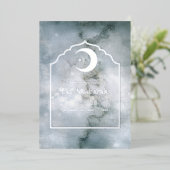 Carte de fête Eid Mubarak en marbre argenté (Debout devant)
