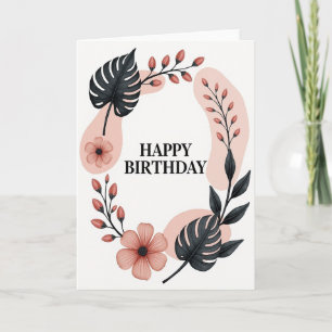 Carte de Fête Élégante avec Couronne Botanique