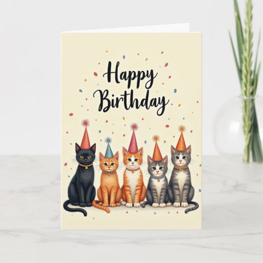 Carte de fête féline fantaisiste (Devant)