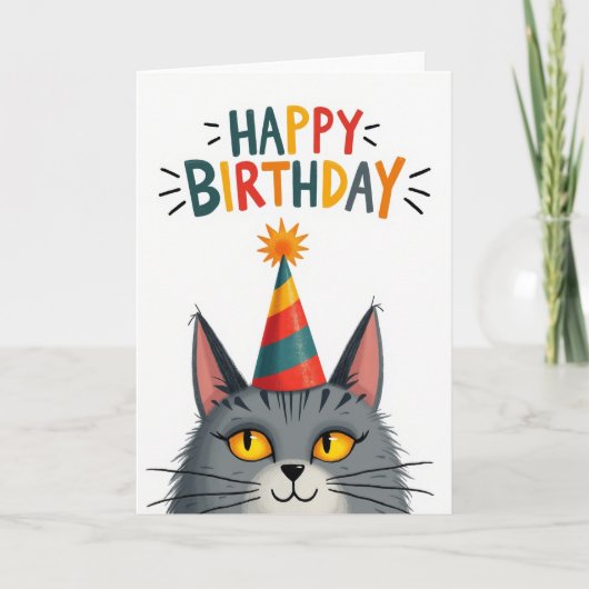 Carte de fête féline festive (Devant)