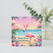 Carte de fête Flamant Rose Oreilles de Lapin (Debout devant)