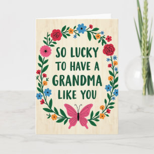 Carte de Fête Florale pour Mamie Chanceuse