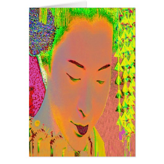 Carte de fête Geisha Pop Art (Devant)