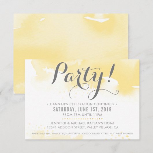 CARTE DE FÊTE JAUNE moderne (Devant / Derrière)