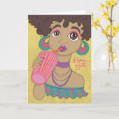 Carte de Fête - Jeune femme exotique (Fleur jaune)