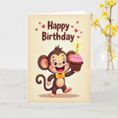 Carte de fête joyeuse pour primate (Fleur jaune)