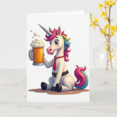 Carte de fête licorne amusante (Fleur jaune)