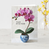 Carte de Fête Magenta Joyeuse (Fleur jaune)