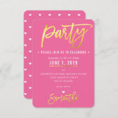 CARTE DE FÊTE mignon coeurs blancs roses or (Devant / Derrière)