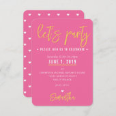 CARTE DE FÊTE mignon coeurs blancs roses or (Devant / Derrière)