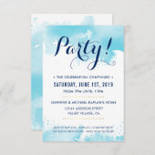 CARTE DE FÊTE moderne aqua bleu aquarelle (Devant / Derrière)