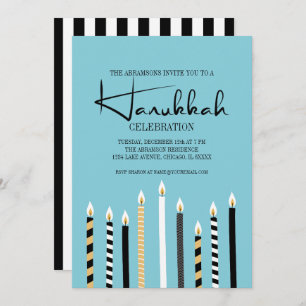 Carte de fête moderne Happy Hanoukka Candles