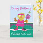 Carte de fête Pickleball Cool Chick (Fleur jaune)