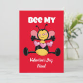 Carte de fête plate Bee My Valentine's Day Friend (Debout devant)