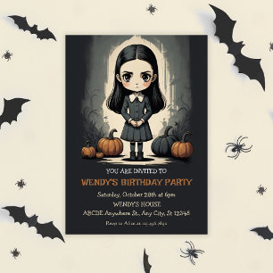 Carte de fête plate Halloween pour fille d'anniver