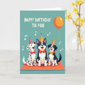 Carte de fête pour chien sarcelle (Fleur jaune)