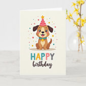 Carte de fête pour chiot fantaisiste (Fleur jaune)