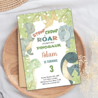 Carte de fête pour enfants avec thème T-Rex & Jung