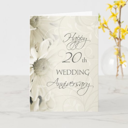Carte de Fête pour les 20 ans de Mariage avec des  (Fleur jaune)