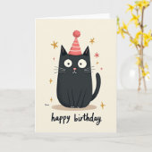 Carte de fête pour un chat joueur (Fleur jaune)