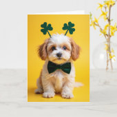 Carte de fête pour un chiot mignon (Fleur jaune)