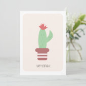 Carte de fête simple et grande cactus vert du dése (Debout devant)