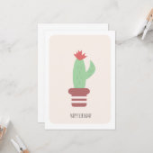 Carte de fête simple et grande cactus vert du dése (Devant/Arrière en situation)