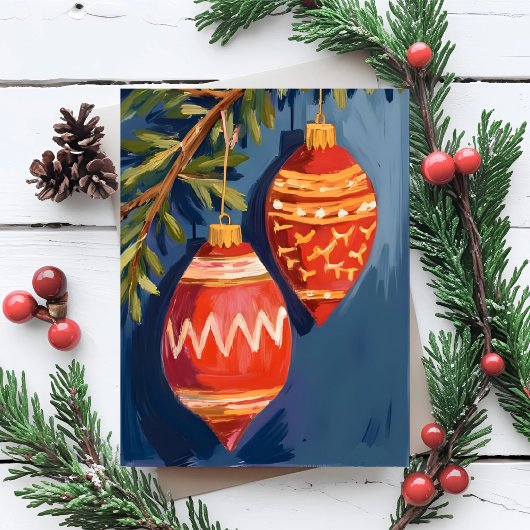 Carte de fêtes aquarelle ornements de Noël