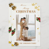 Carte de fêtes classique or photo Joyeux Noël (Devant / Derrière)